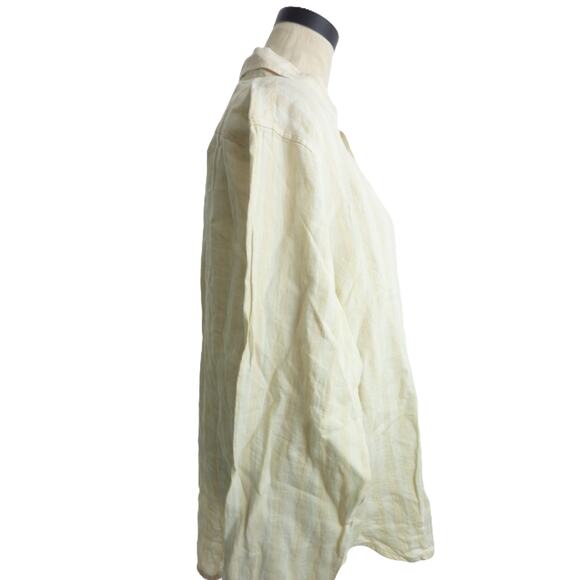 NWT Everlane Linen Shirt Button Down Top Size L Striped Blush Pink - Picture 2 of 6